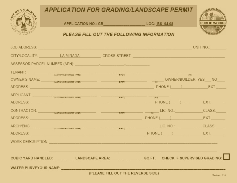 Grading Permit Application